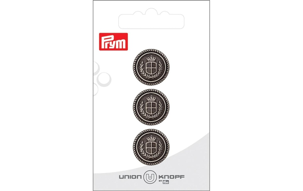 Prym Union Knopf Boutons Métal 18 mm, 3 pièces, vieil argent