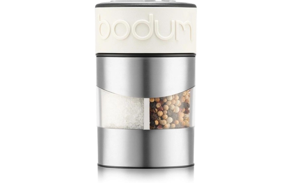 Bodum Moulins à sel et à poivre Twin 11 cm, Argenté/Blanc