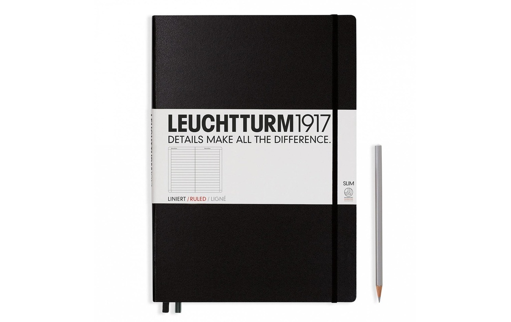 Leuchtturm Carnet de notes Master Slim  A4, À lignes, Noir