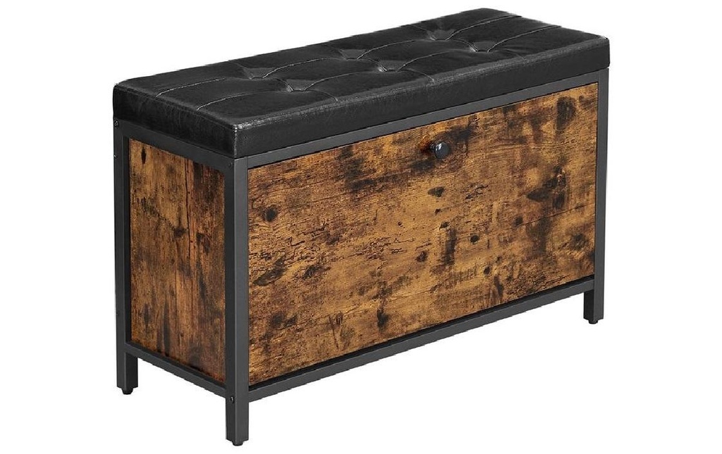 VASAGLE Armoire à chaussures avec rembourrage 80 x 51 cm, Brun