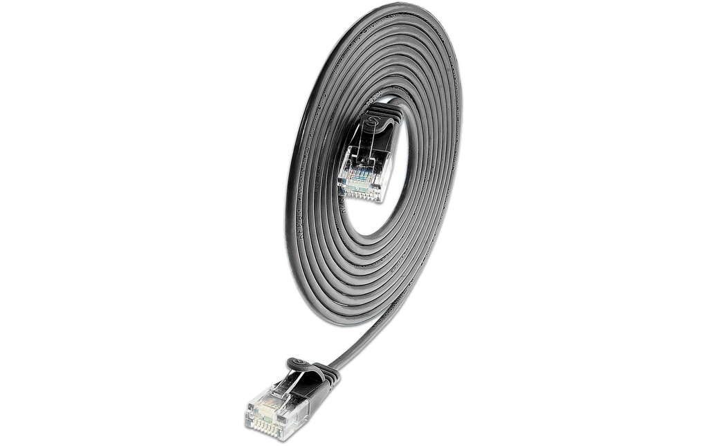 SLIM Câble patch slim RJ-45 - RJ-45, Cat 6A, U/UTP, 2 m, Noir