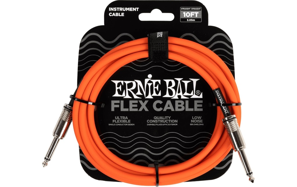 Ernie Ball Câbles d’instruments Flex 6416 – 3.05 m, Orange