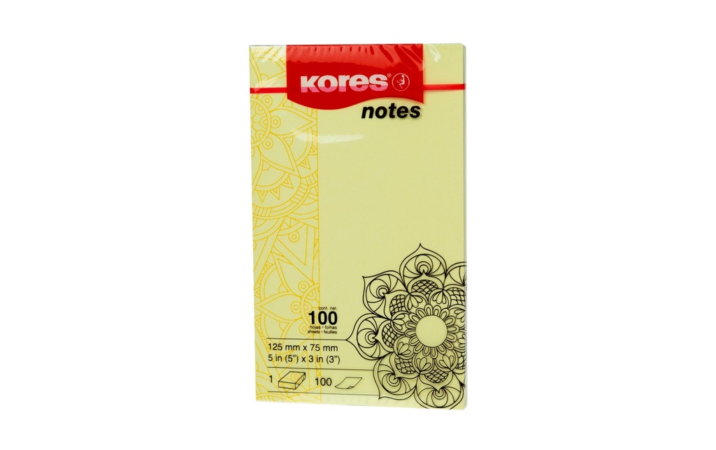 Kores Fiche de bloc-notes Mandala 12.5 x 7.5 cm, Jaune