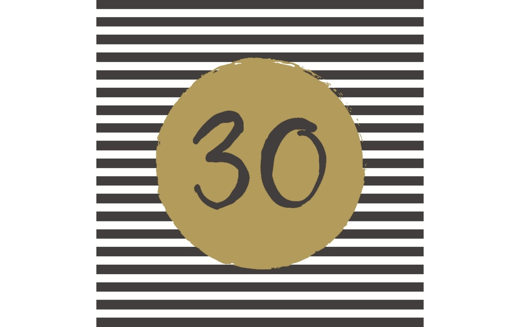 Paper + Design Serviettes en papier 30th Birthday 33 cm x 33 cm, 20 Pièce/s