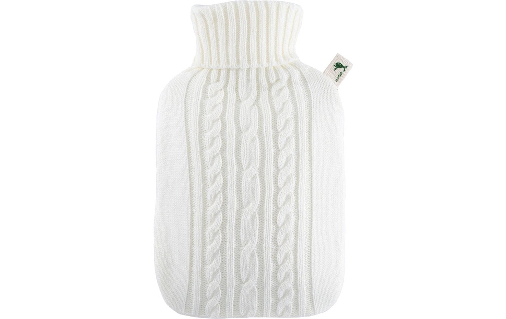 Hugo Frosch Bouillotte PVC housse tricotée blanche 1.8 l