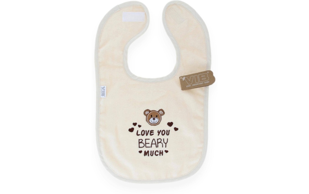 Very Important Baby Bavoir Love you BEARY much Beige