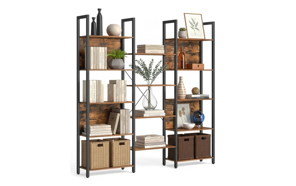 relaxdays Étagère Industrial avec 14 étagères 166 x 158 x brun foncé