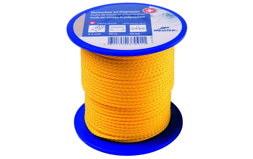 Meister Cordeau à tracer Ø 2,5 mm, 50 m, 95 kg, Jaune