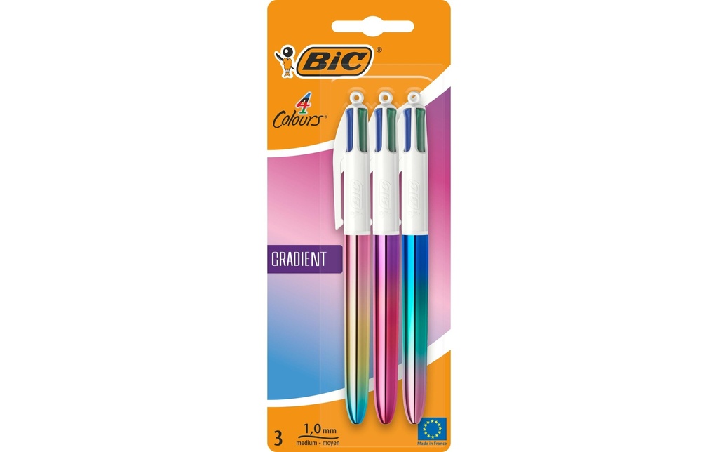 BIC Stylo à bille multicolore 4 Colours Gradient 3 pièces