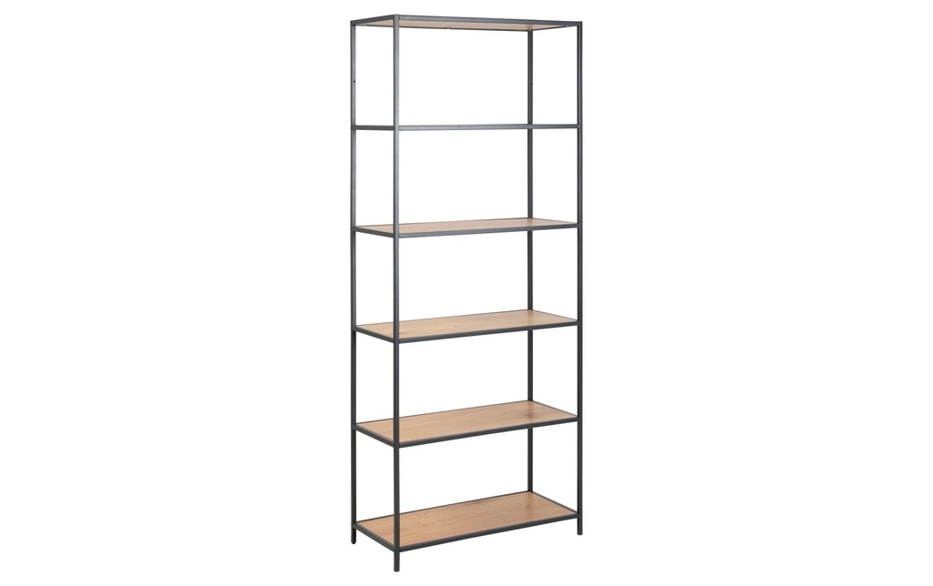 AC Design Étagère Seaford 77 x 35 x 185 cm, Chêne/Noir mat