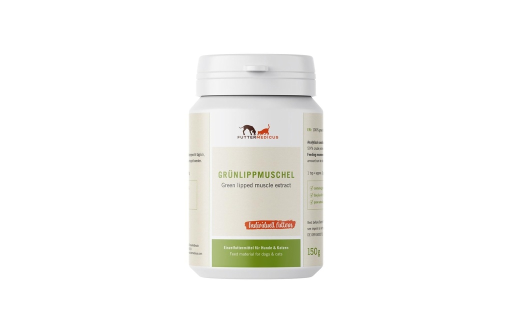 Futtermedicus Supplément alimentaire pour chiens Poudre de moules aux orles verts, 150 g