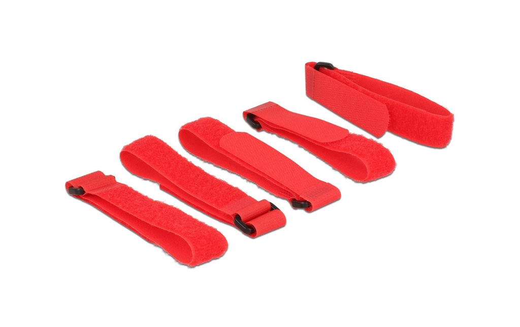 Delock Serre-câble auto-agrippant avec boucle Rouge 300 mm x 20 mm, 5 pièces