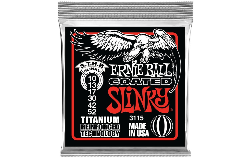 Ernie Ball Cordes de guitare 3115 Slinky Coated Titanium – ST 10-52