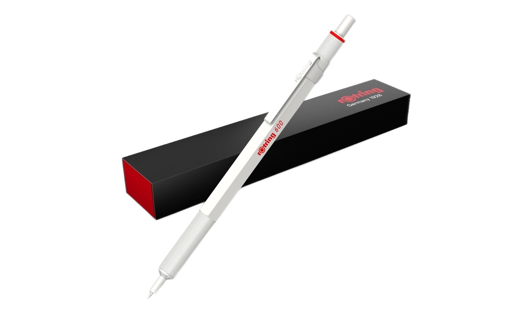 Rotring Stylo bille 600 Métallique moyen (M), Blanc perle