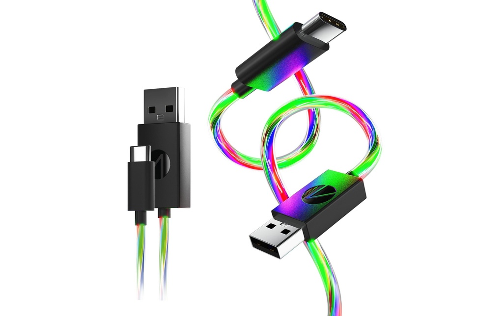 Stealth-Gaming Câble chargeur USB Light Up Twin 2 x USB-A - USB-C 2 m