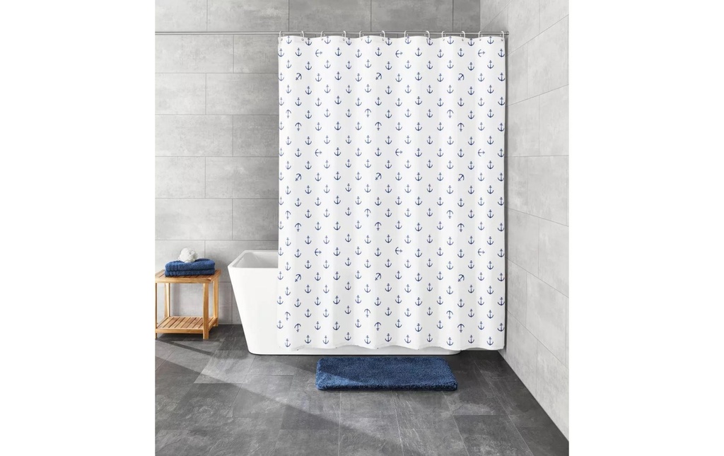 Kleine Wolke Rideau de douche Anchor 240 x 180 cm,  Blanc/Bleu foncé