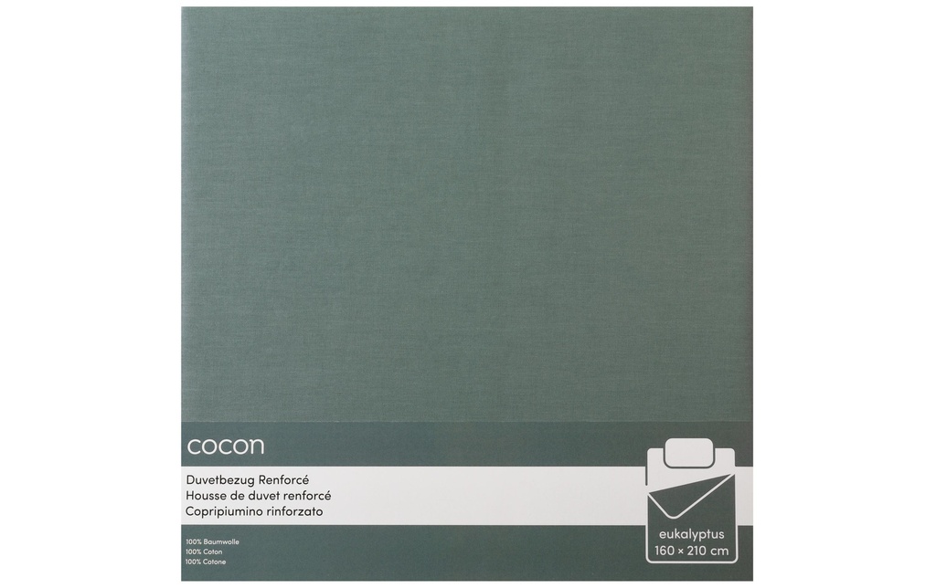 COCON Housse de duvet Renforcé 160 x 210 cm, Eucalyptus