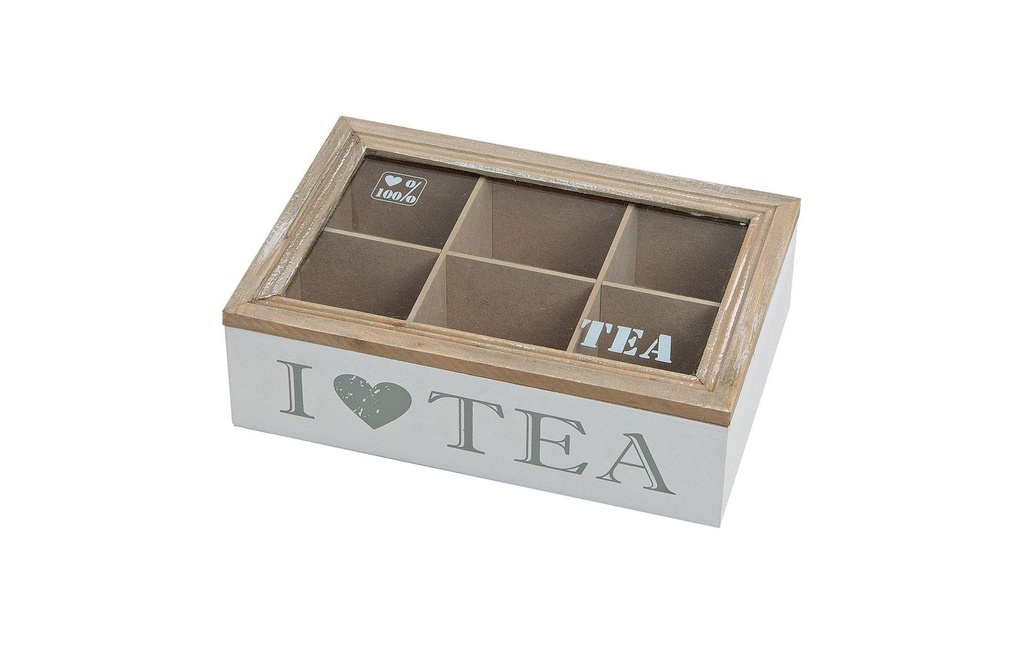 G. Wurm Boîte à thé «I Love Tea» 6 compartiments 23 x 15.5 x 7 cm