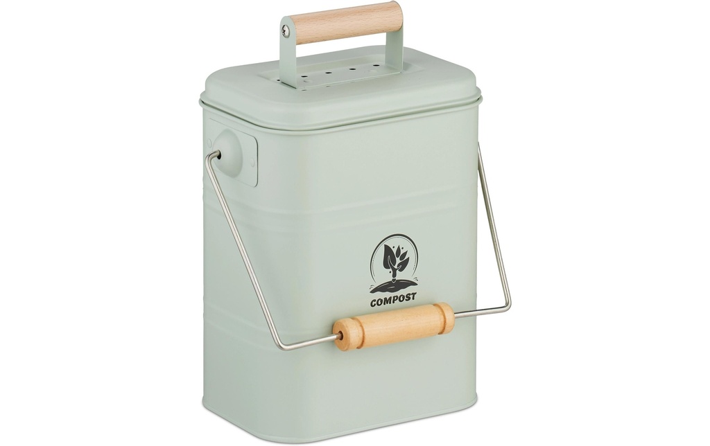 relaxdays Seau à compost 3.5 l, Brun clair/Vert clair