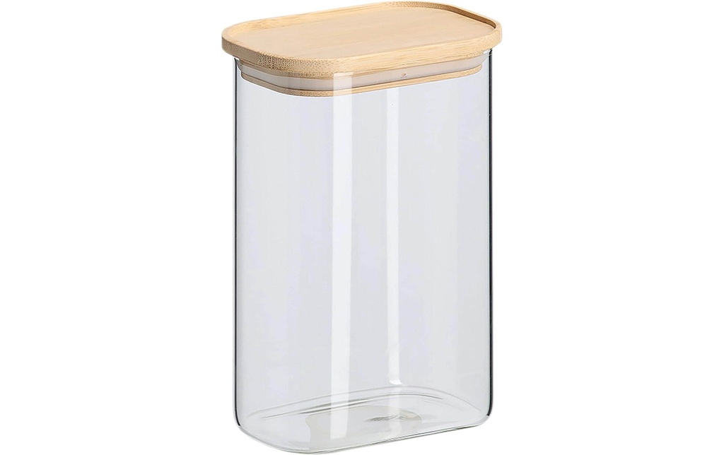 Zeller Present Boîte à provisions Couvercle en bambou 1.3 l, Transparent/Brun