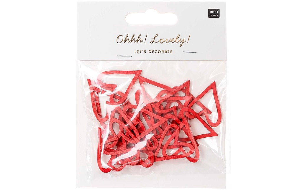 Rico Design Décoration à éparpiller Coeur ouvert 24 pièces, Rouge