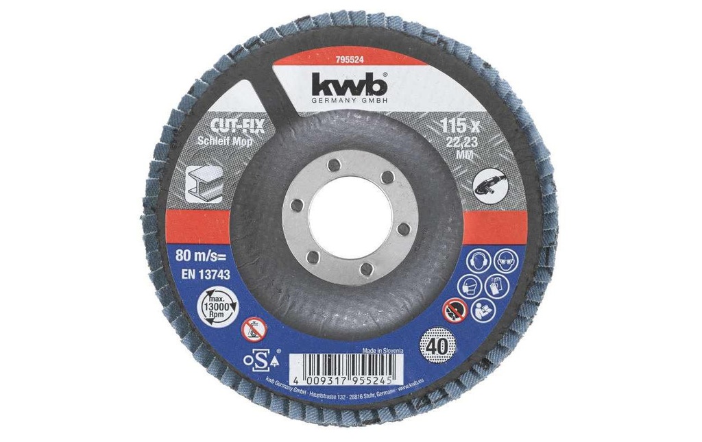 kwb Disque abrasif Métal 115 mm K40