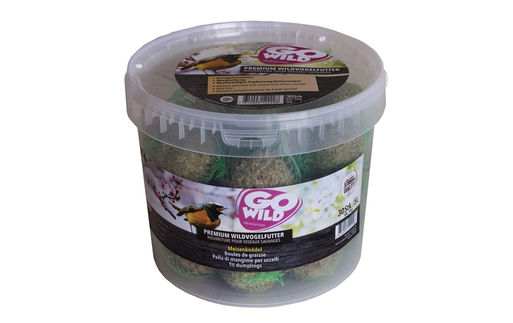 GoWild Nourriture pour oiseaux Boules de mésanges Premium, 30 pièces