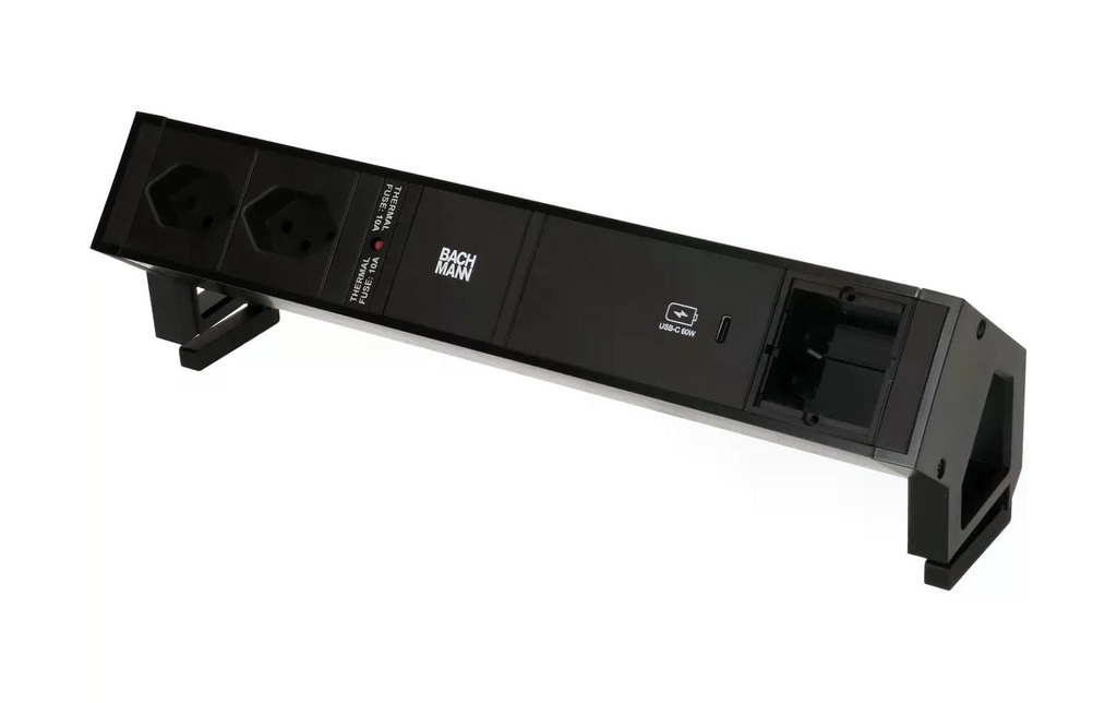 Bachmann Bloc multiprises de table DESK 2, 2x T13, 1x USB C 60W, 1x vide, Sw