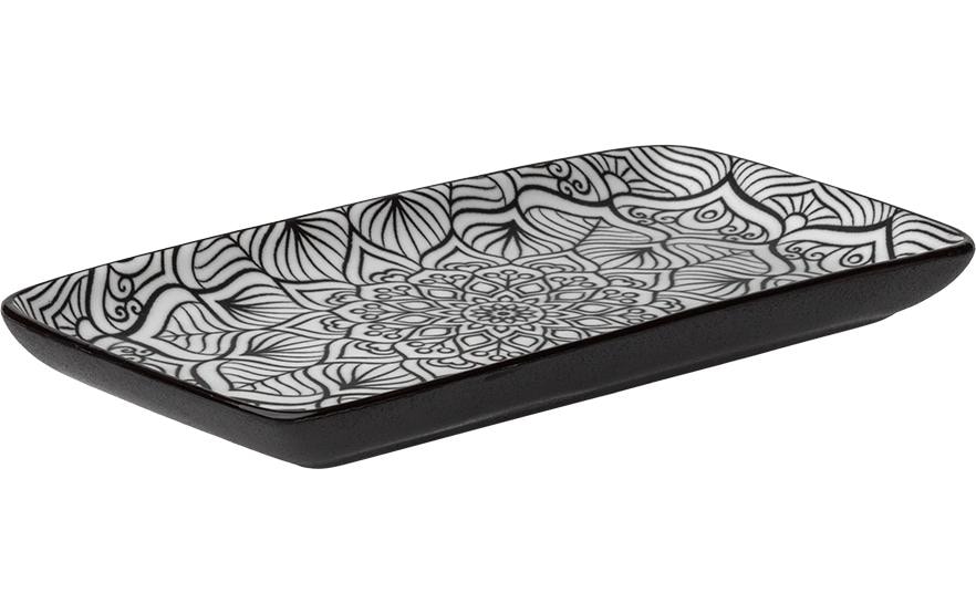 Lunasol Plateau de service Basic Levante 20.3 x 11.2 cm, noir/blanc