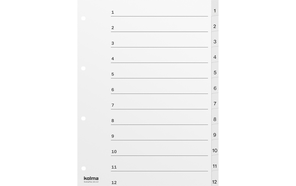 KOLMA Répert.Kolmafl.A4 1-12 blanc