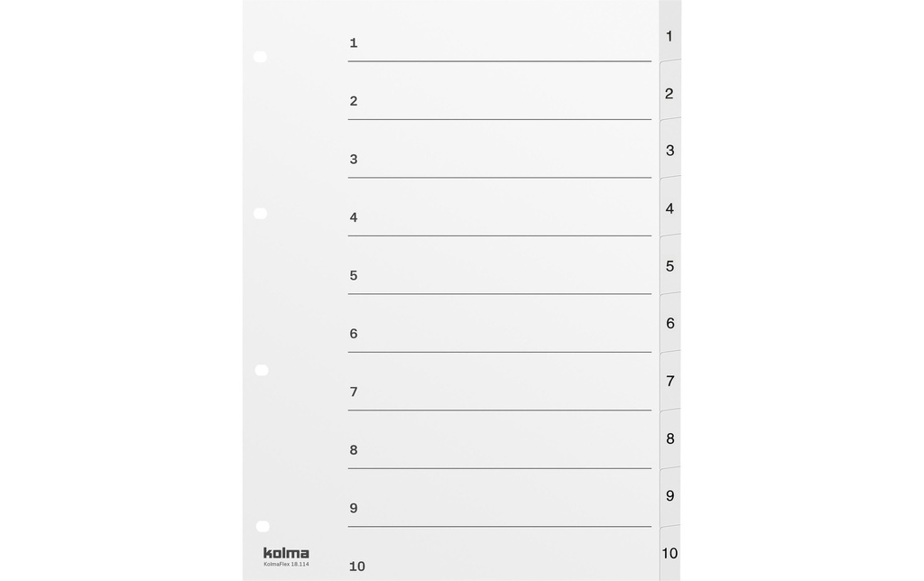 KOLMA Répert.Kolmafl.A4 1-10 blanc