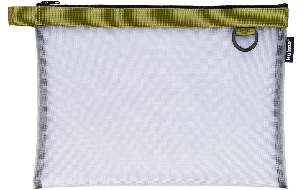 Kolma Sac à accessoires Nylon Bag A4 Transparent / Vert olive
