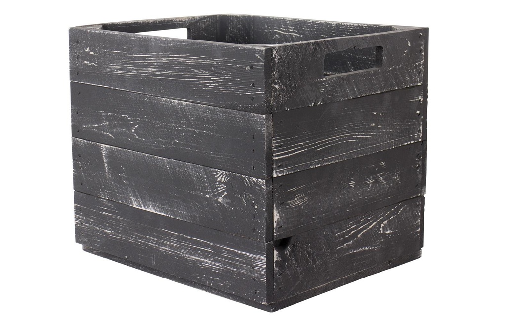 Holz Zollhaus Caisse de rangement Vintage Shabby 33 x 38 cm, Gris/Noir
