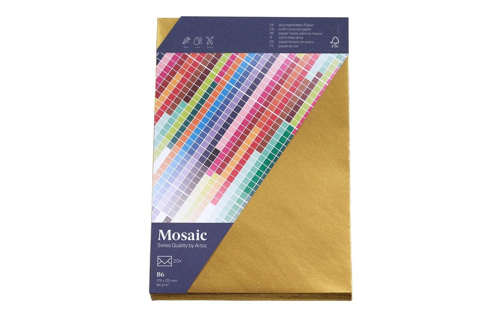 Artoz Enveloppe Mosaic B6, 20 pièces, Doré