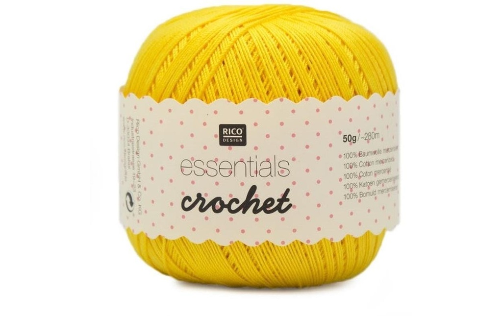 Rico Design Fil à crochet et à tricoter Essentials Crochet 50 g, Jaune
