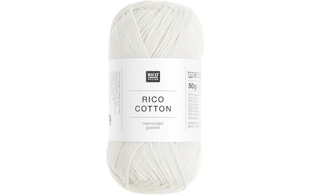 Rico Design Fil de coton Blanc, 50 g, 125 m