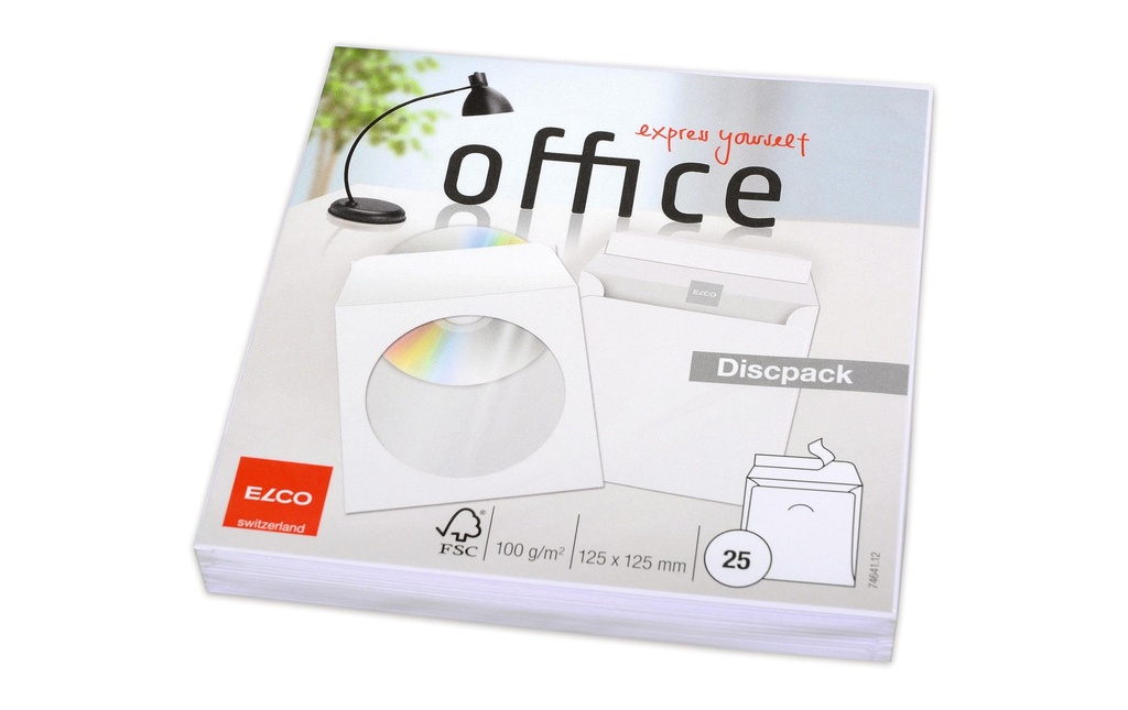 ELCO Enveloppe avec fenêtre CD/DVD 12.5 x 12.5 cm, 25 Pièce/s