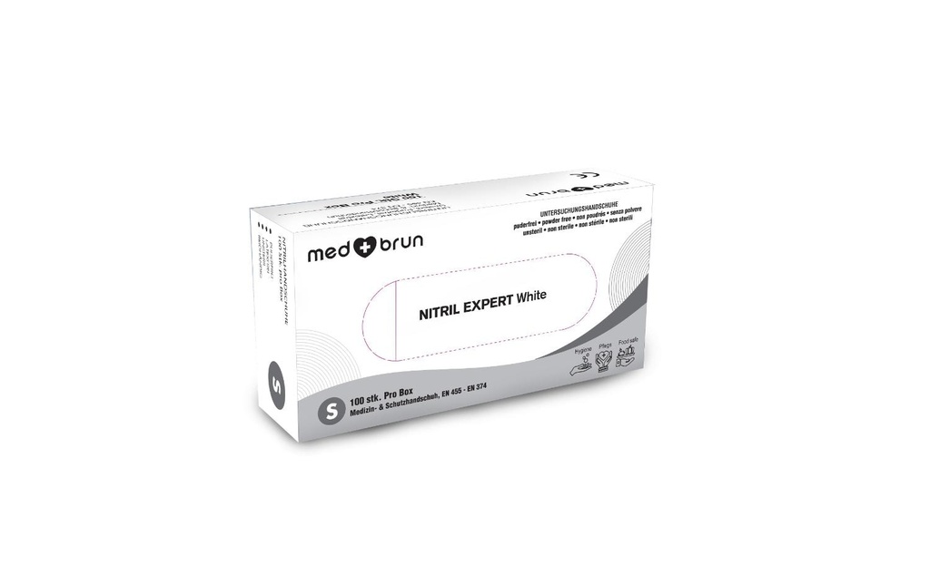 MedBrun Nitril Expert S, blanc, 100 pièces