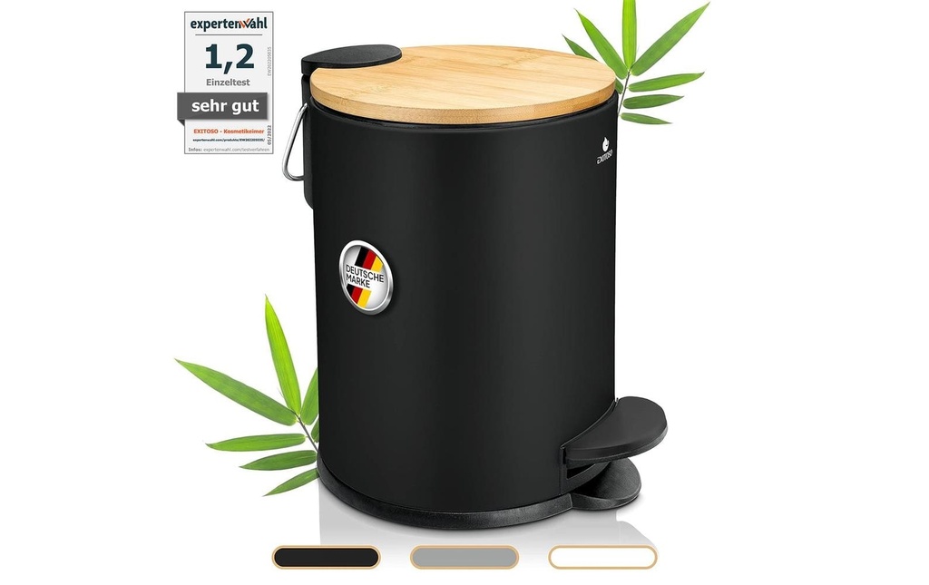 Exitoso Poubelle à pédale avec couvercle Softclose 3 l, Noir