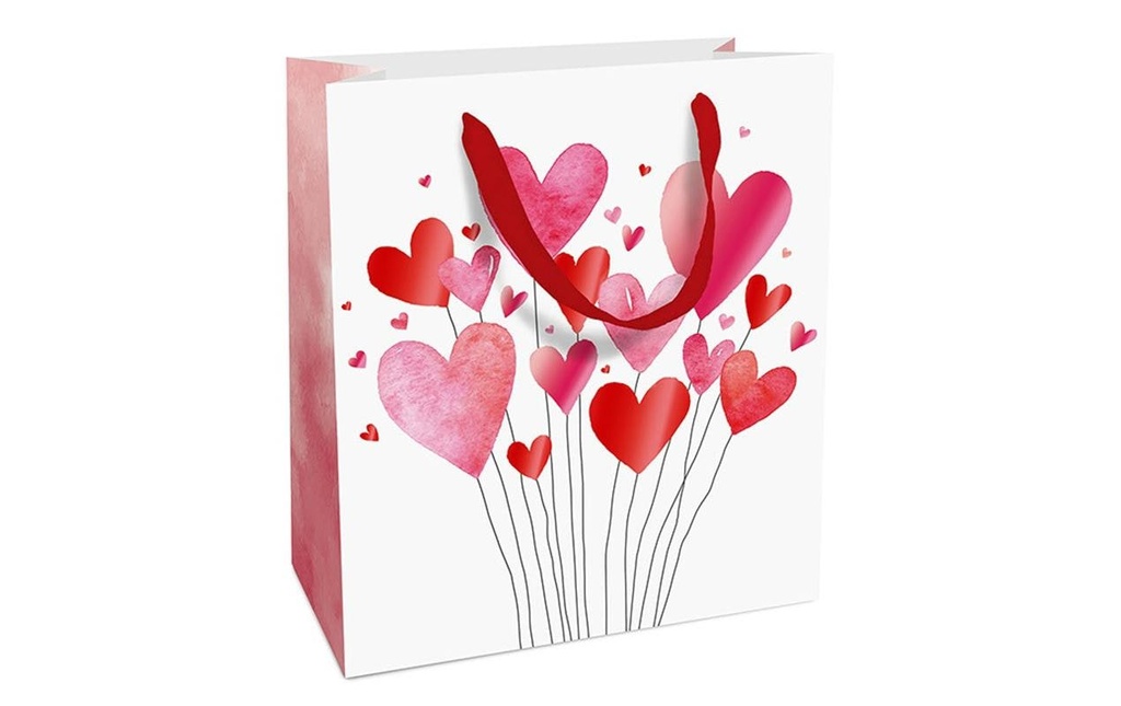 Braun + Company Sac cadeau Lovely Hearts 18 x 21 x 8 cm, blanc/rouge