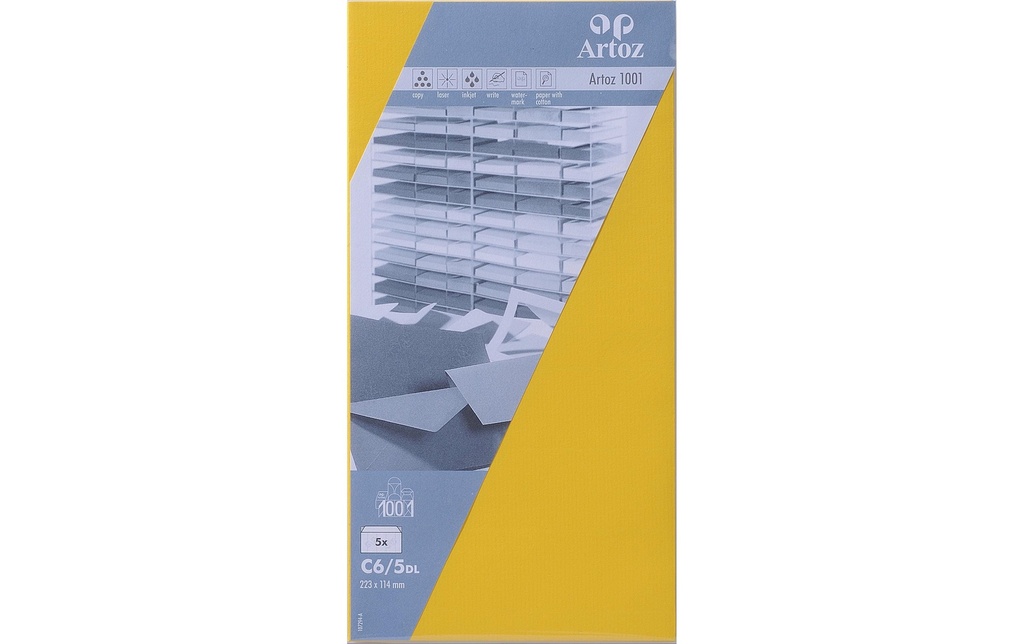 Artoz Enveloppe 1001 C6/5, 5 pièces, Jaune