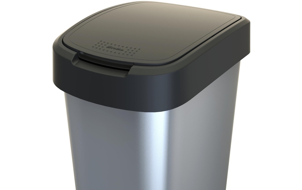 Rotho Poubelle à bascule Art Twist 50 l, argent métallisé