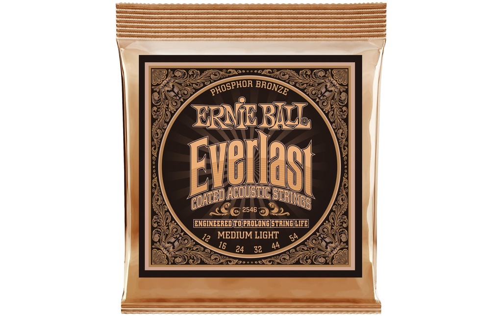 Ernie Ball Cordes de guitare 2546 Everlast Coated PB – Medium Light 12-54