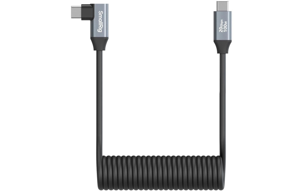Smallrig Câble USB-C Coiled Data Cable Droit sur coudé