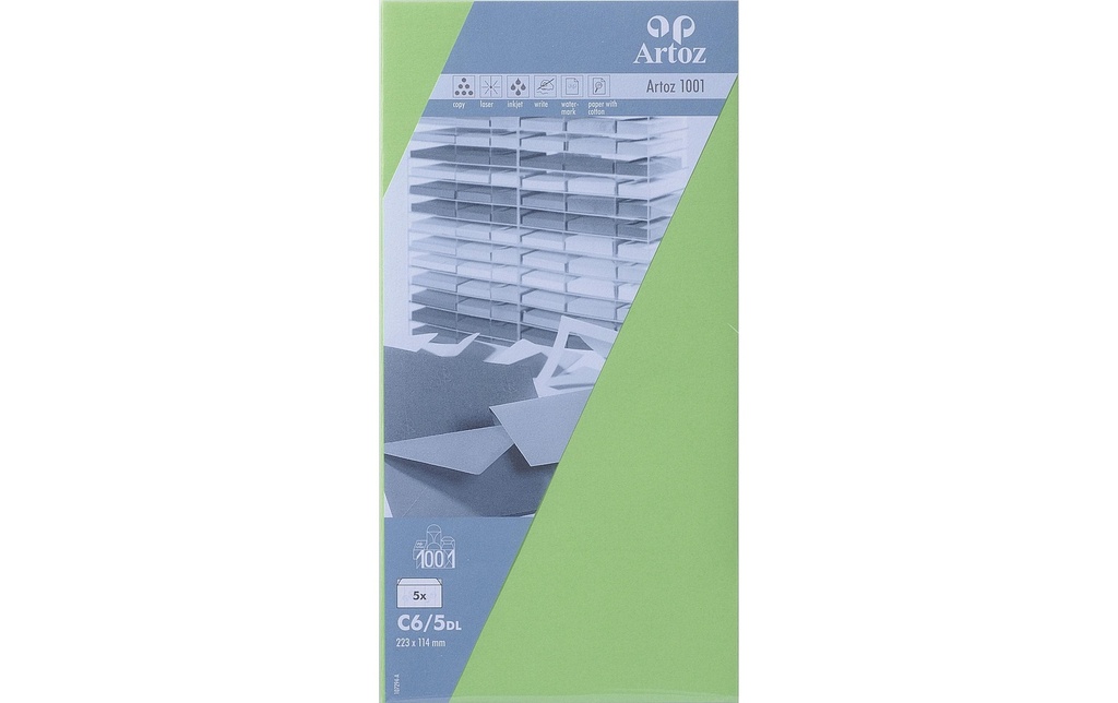 Artoz Enveloppe 1001 C6/5, 5 pièces, Vert