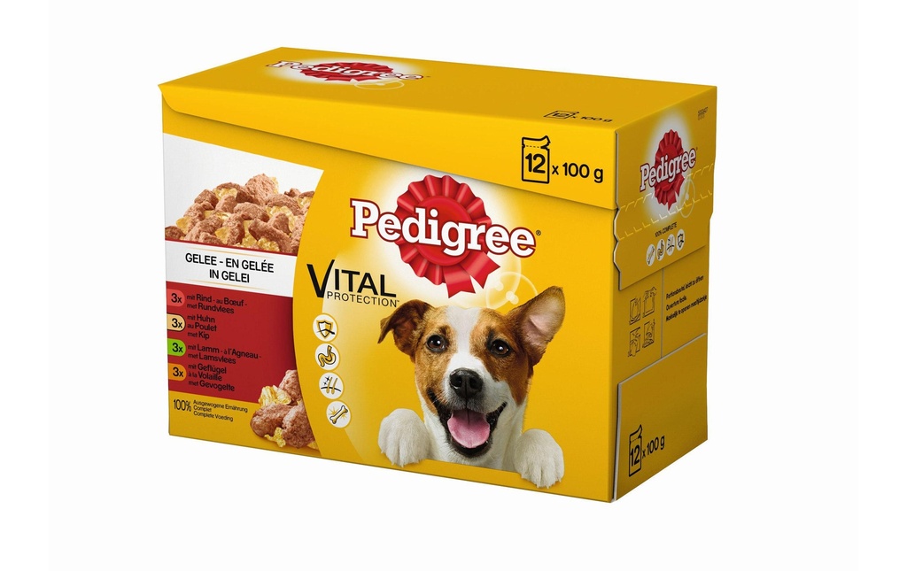 Pedigree Alimentation humide Vital Protection 4 Variétés, en gelée, 12 x 100 g