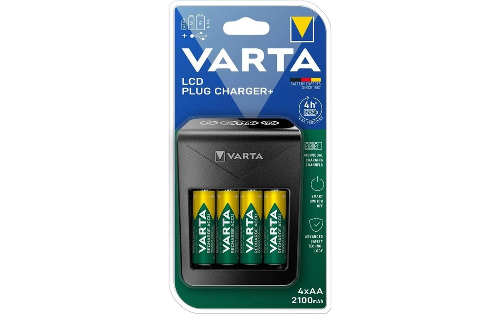 Varta Chargeur LCD Plug Charger+ + 4x AA 2100 mAh