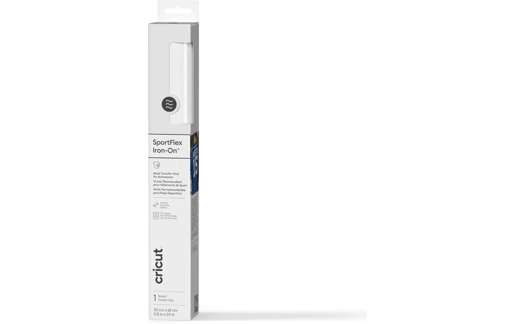 Cricut Film thermocollant Sportflex Iron-On 30 x 61 cm, blanc