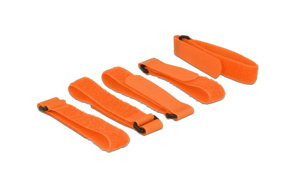 Delock Serre-câble auto-agrippant avec boucle Orange 300 mm x 20 mm, 5 pièces