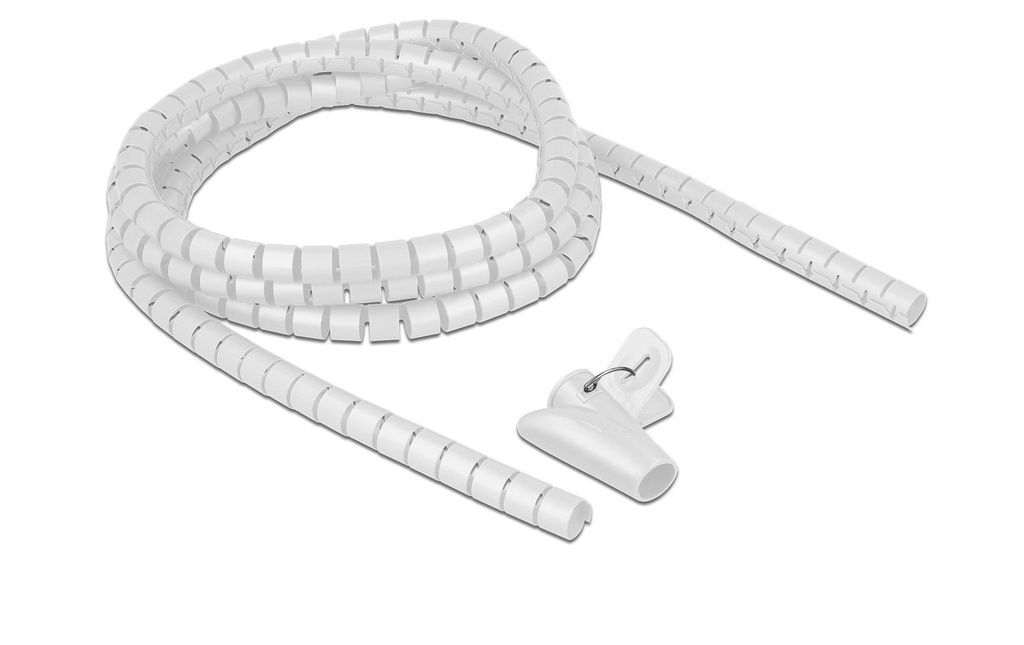 Delock Tuyau en spirale avec outil de rétraction, 2.5 m x 15 mm Blanc